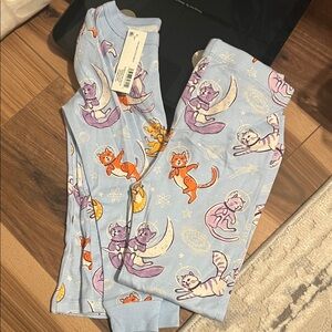 Kids Pajamas with Cat Print - Blue